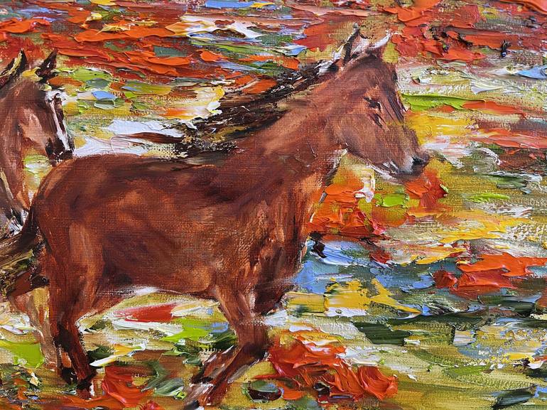 Original Impressionism Horse Painting by Diana Malivani