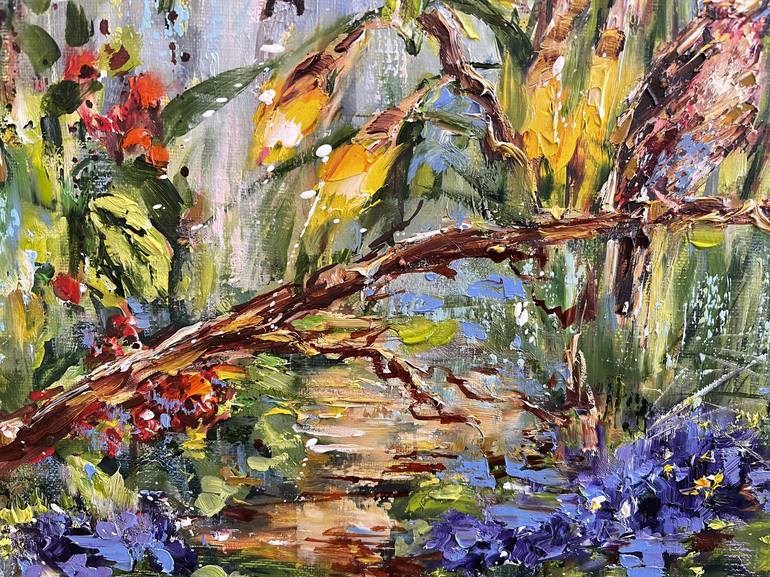 Original Impressionism Garden Painting by Diana Malivani