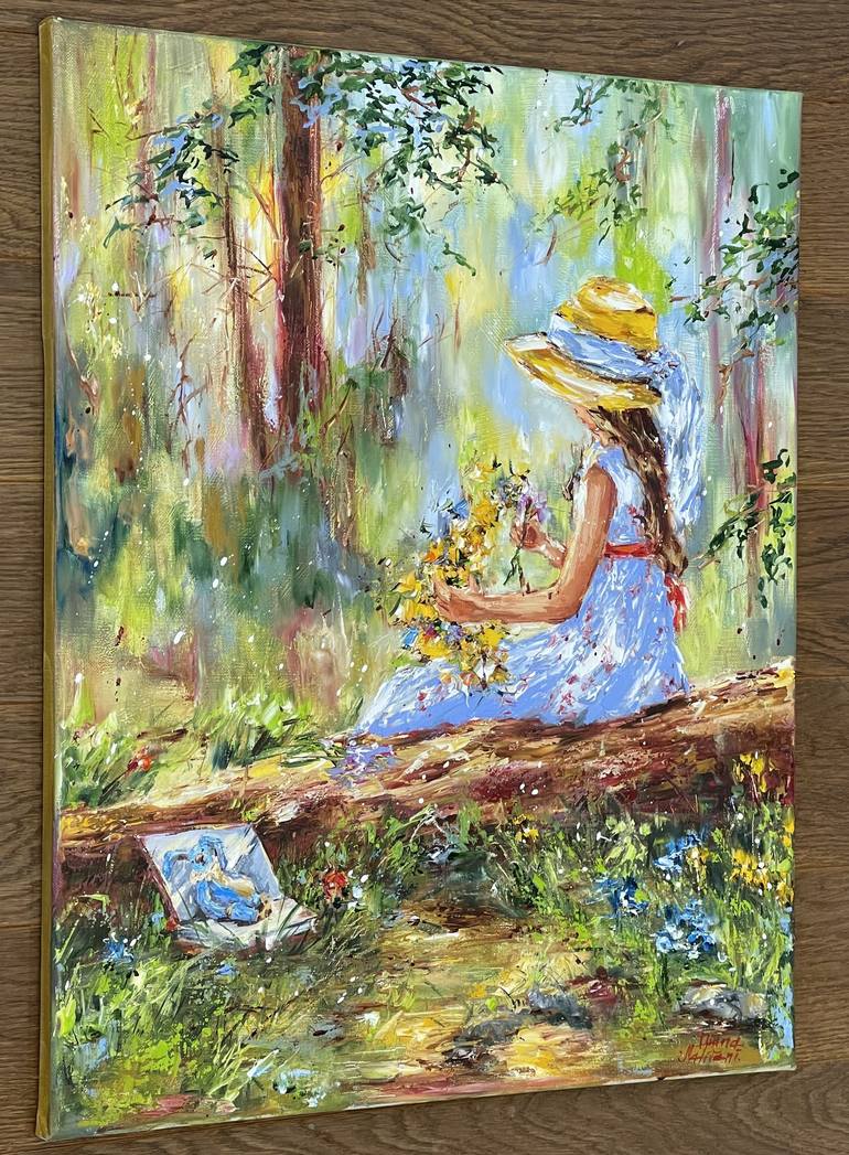 Original Impressionism Children Painting by Diana Malivani