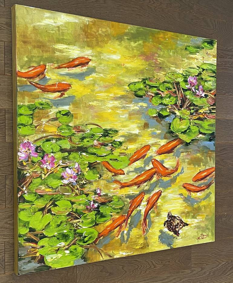 Original Impressionism Fish Painting by Diana Malivani