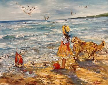 Print of Impressionism Seascape Paintings by Diana Malivani
