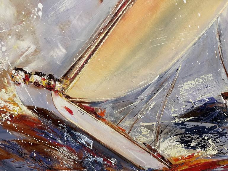 Original Impressionism Sailboat Painting by Diana Malivani