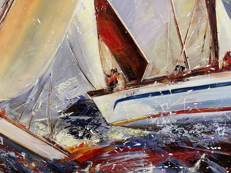 Original Impressionism Sailboat Painting by Diana Malivani
