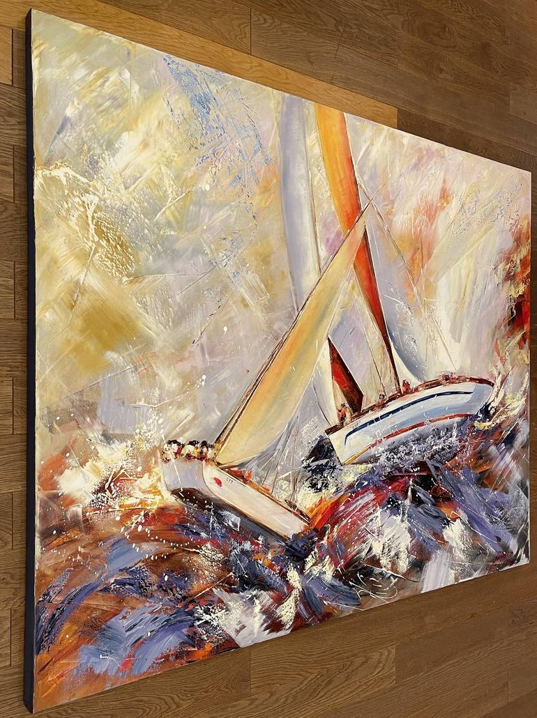 Original Sailboat Painting by Diana Malivani