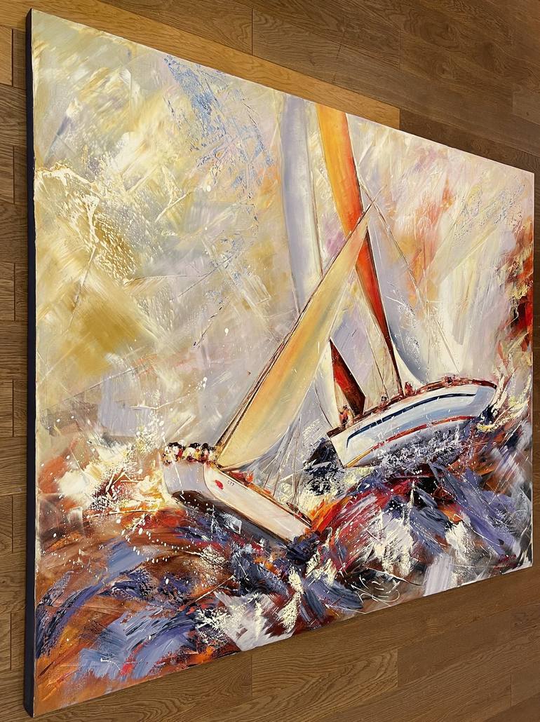 Original Impressionism Sailboat Painting by Diana Malivani