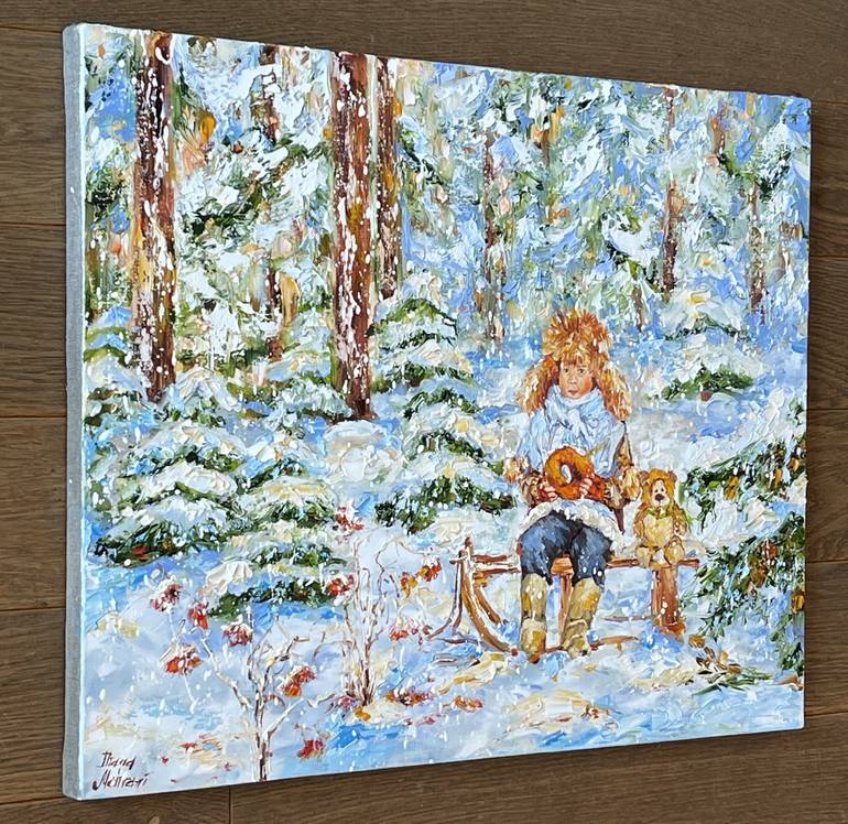 Original Impressionism Children Painting by Diana Malivani