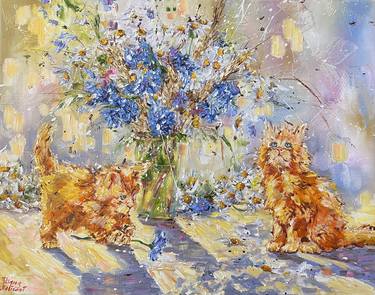 Print of Impressionism Cats Paintings by Diana Malivani