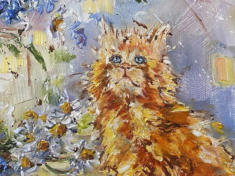 Original Impressionism Cats Painting by Diana Malivani
