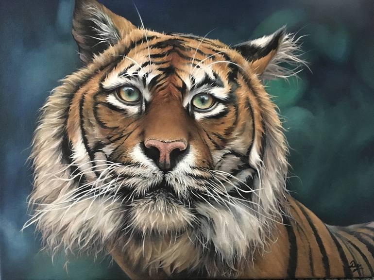 Emerald, the tiger Painting by Denisa Pintoiu