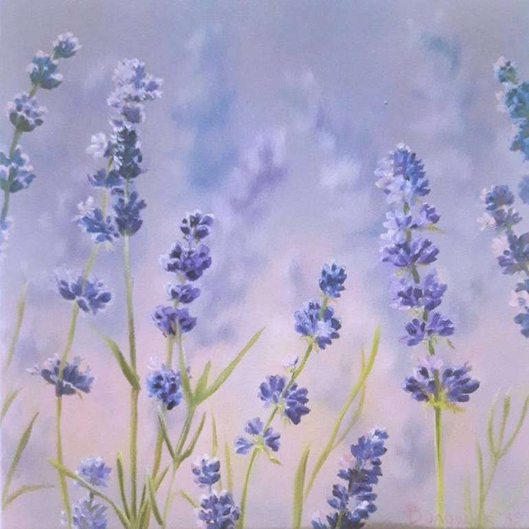 Lavender field, oil painting on canvas, the original painting of the ...