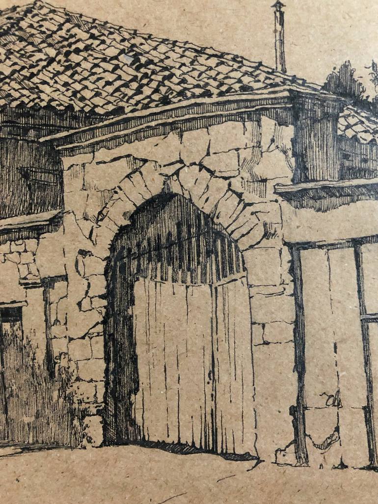 Original Fine Art Architecture Drawing by Nadia Boldina