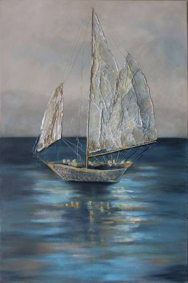 Original Fine Art Boat Painting by Gina Serfontein