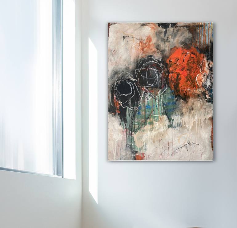 Original Abstract Floral Painting by Jutta Rika Bressem