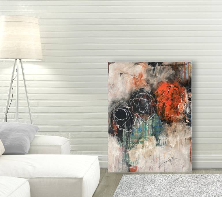 Original Abstract Floral Painting by Jutta Rika Bressem