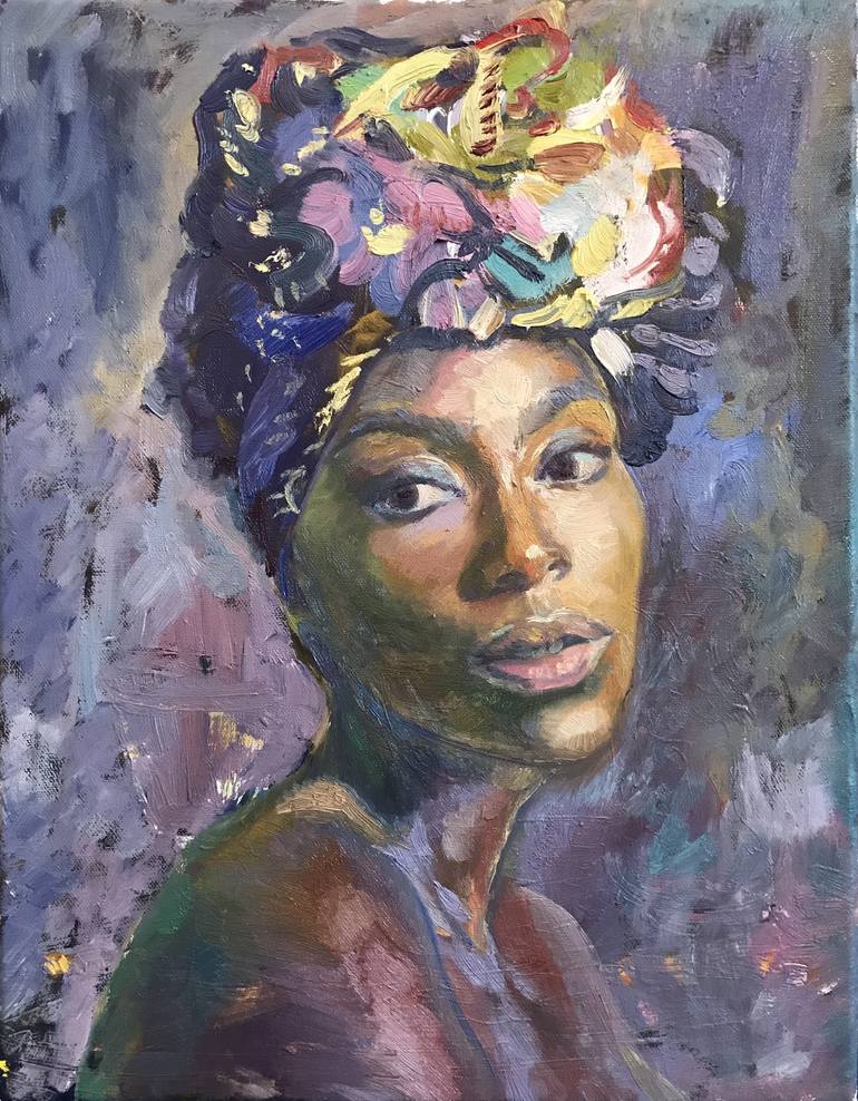 Portrait of a dark-skinned girl Painting by Elena Podmarkova | Saatchi Art