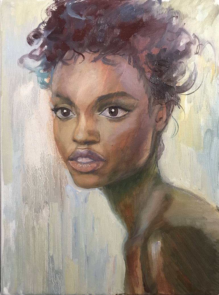 Sketch of a dark-skinned girl Painting by Elena Podmarkova | Saatchi Art