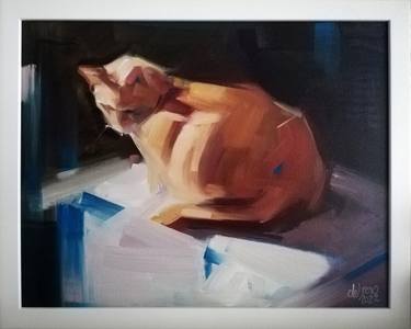 Original Figurative Cats Paintings by Maria del Roxo