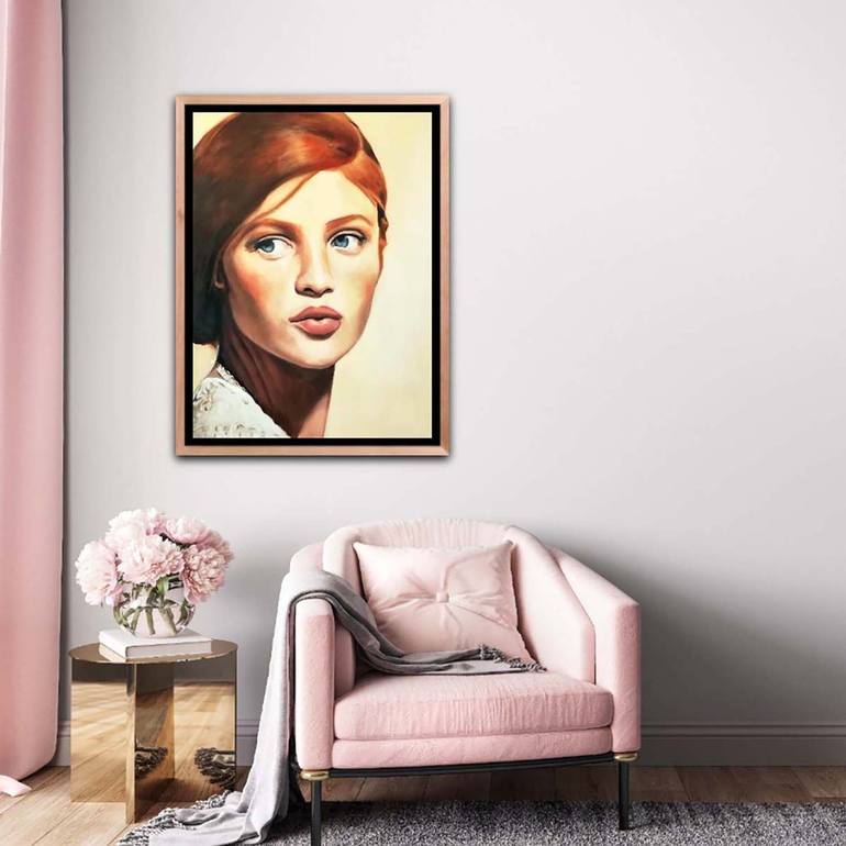 Original Photorealism Women Painting by Maria del Roxo