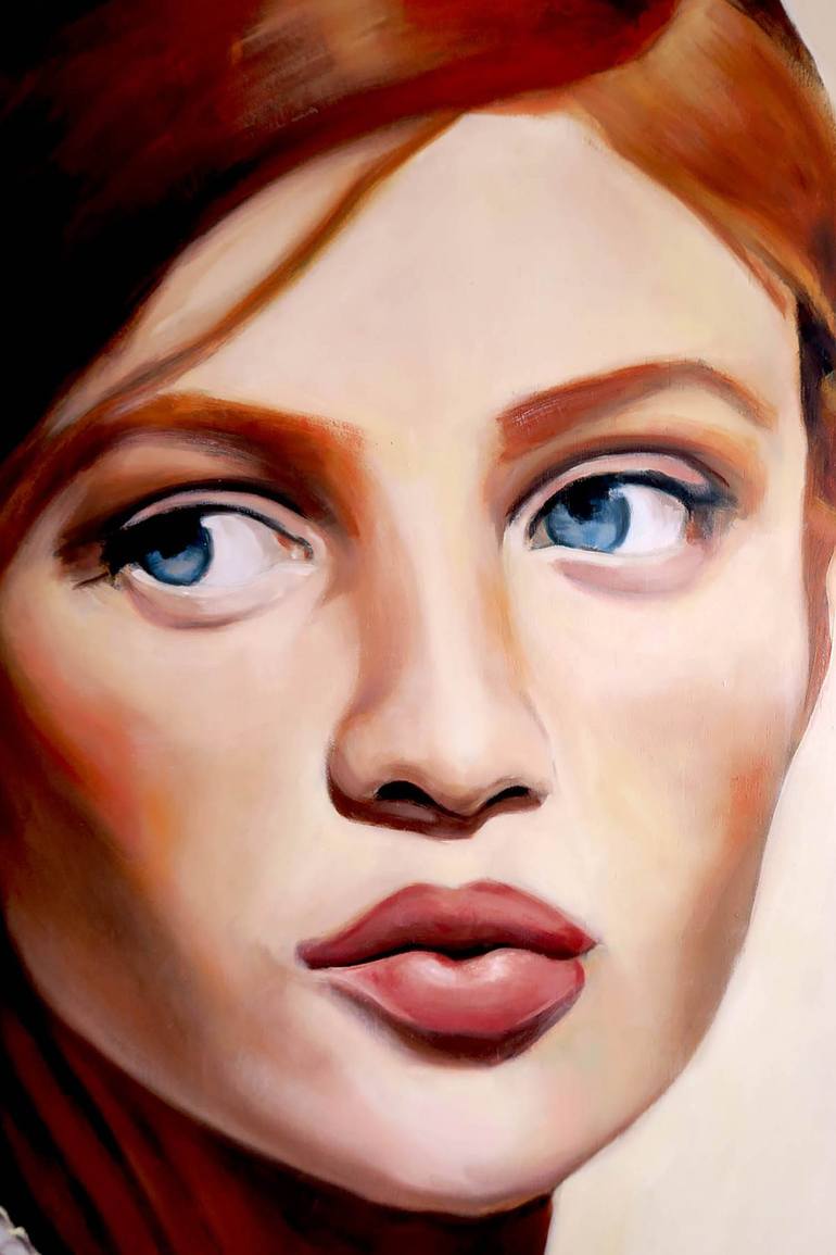 Original Photorealism Women Painting by Maria del Roxo