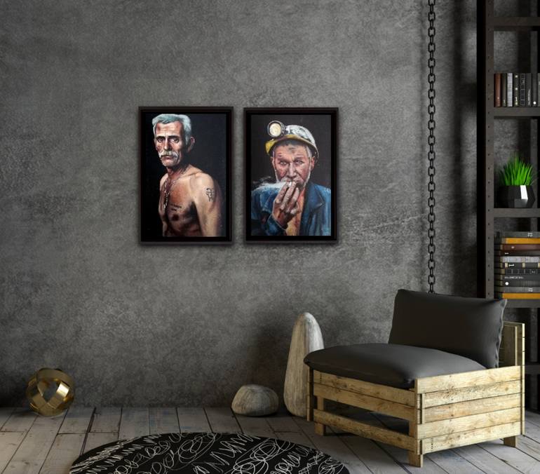 Original Men Painting by Maria del Roxo