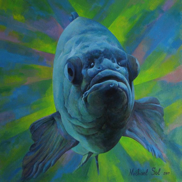 Big navy blue fish Painting by Michael Sol | Saatchi Art