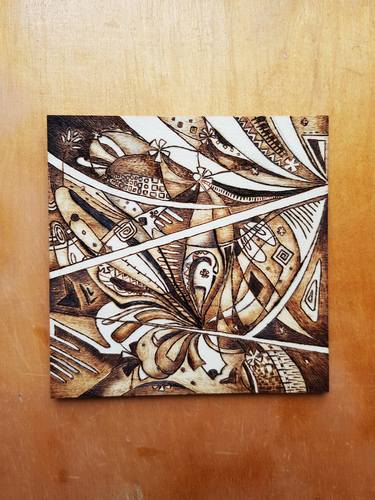 Wood burned abstraction "Butterfly" thumb