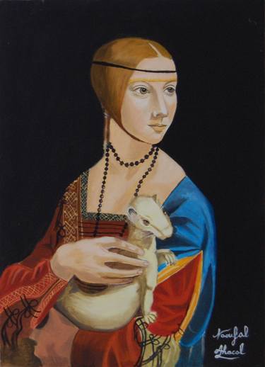 the origin Copy Leonardo da Vinci's painting copy Lady with an Ermine Oil colors thumb