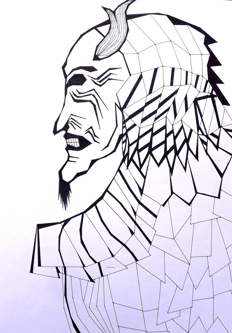 samurai mask drawing