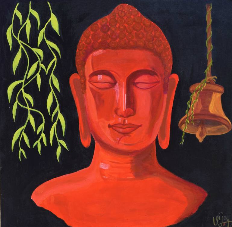Skrive ud billet transmission meditating red buddha Painting by Vijay Ugrappa | Saatchi Art