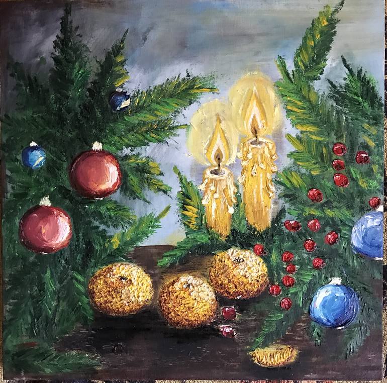 christmas night Painting by Rastislava Rostotskaya Saatchi Art