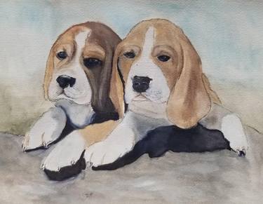 Print of Fine Art Dogs Paintings by Jennifer Vargas