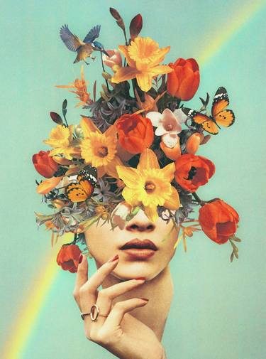 Print of Dada Floral Collage by Vertigo Artography