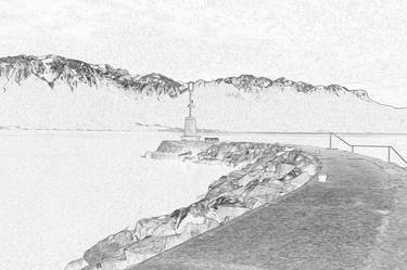 Vision of Painting "Harbor la Tour-de-Peilz Switzerland" - Limited Edition of 5 image