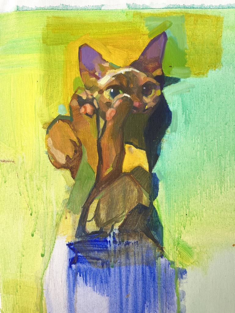 Original Cats Painting by Madalena Leitão