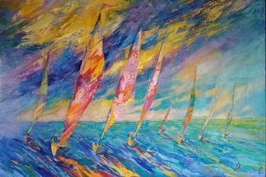 Seascape with yachts thumb