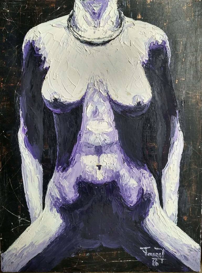 Nude Traditionally Slave Painting by Tauseef Anwar | Saatchi Art