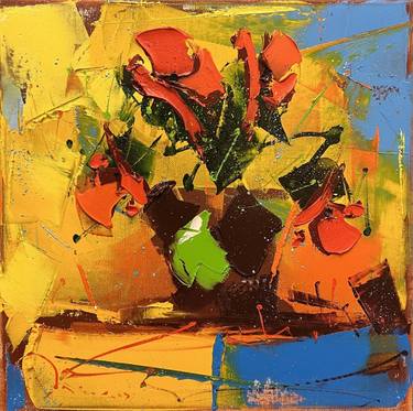 Original Abstract Expressionism Floral Paintings by Arman Allakhverdian