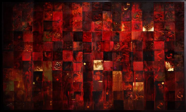 Original Abstract Calligraphy Painting by Helen Abbas