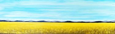 Yellow field - panoramic  landscape painting thumb