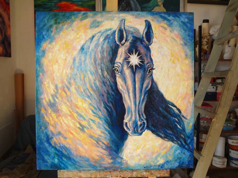 Original Expressionism Horse Painting by Aleksandra Miliutina