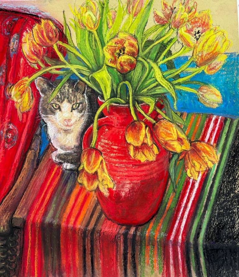 Original Impressionism Still Life Drawing by Patricia Clements