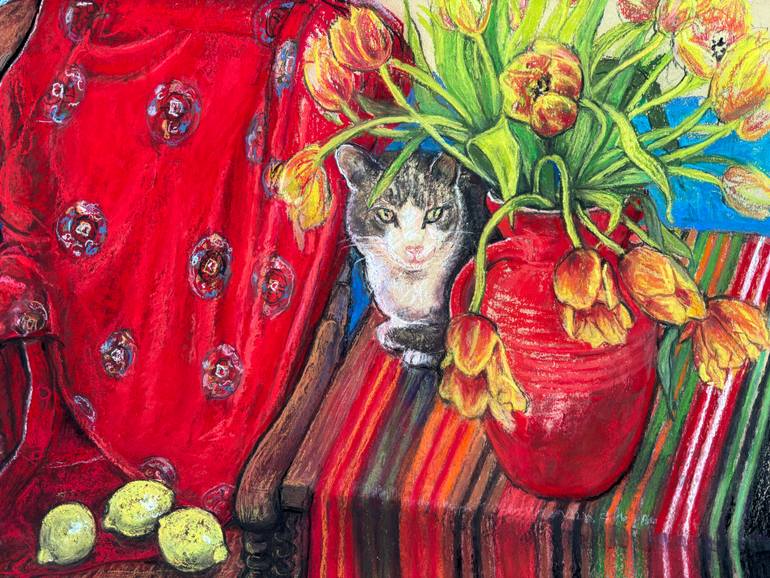 Original Impressionism Still Life Drawing by Patricia Clements