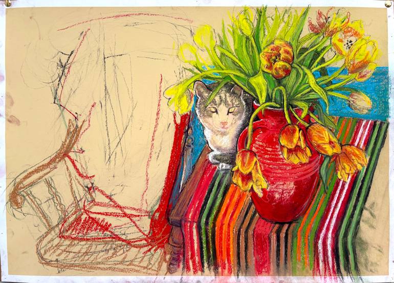 Original Impressionism Still Life Drawing by Patricia Clements