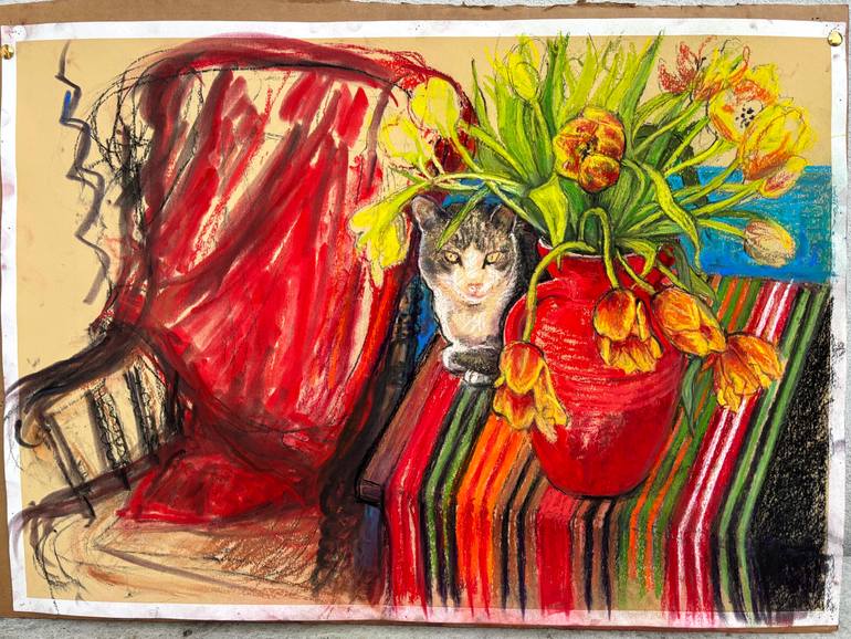 Original Impressionism Still Life Drawing by Patricia Clements