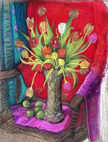Original Impressionism Still Life Drawing by Patricia Clements
