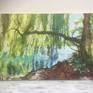 I was visiting Syon House and I stumbled upon this beautiful view in their vast grounds. It had a magical feel about it - the weeping willows brushing the waters banks. The sun was shining through the trees and catching the reflections in the water. I sat and did a few sketches and took photos then went home and finished it in the studio. This is a very large artwork. It is painted on a deep edge canvas and ready to hang.