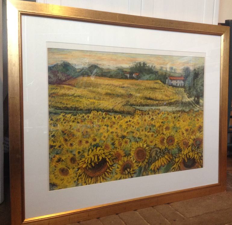 Sunflower fields in France Drawing by Patricia Clements | Saatchi Art