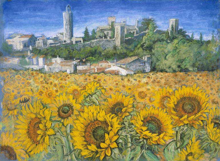 Sunflower Fields Near Pals Drawing By Patricia Clements Saatchi Art