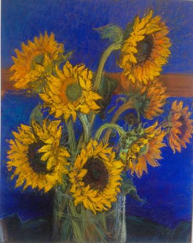 Sunflowers with Cobalt Blue thumb