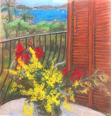 Balcony view of St Tropez with Mimosa thumb
